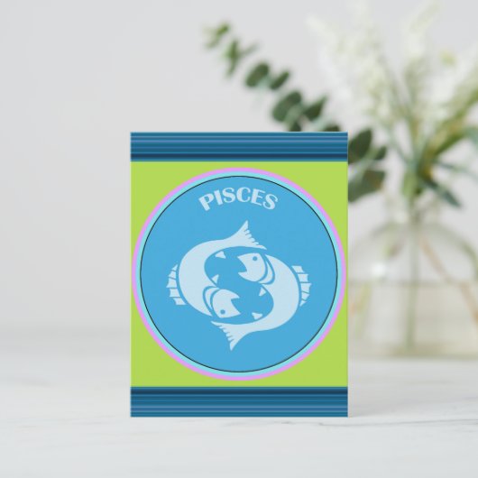 Pisces Postcard Postkarte (Stehend Vorderseite)