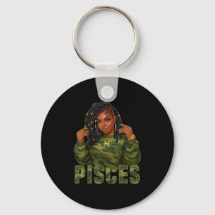 Pisces Queen Locan Black Woman Camouflage Zodiac S Schlüsselanhänger