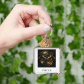 Pisces Schlüsselanhänger Black and Gold Zodiac Sig (Hand)