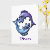 Pisces Sign Grußkarte Karte (Gelbe Blume)