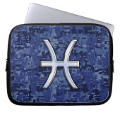 Pisces Sign Navy Blue Digital Camouflage Laptopschutzhülle (Vorderseite)
