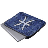 Pisces Sign Navy Blue Digital Camouflage Laptopschutzhülle (Vorne Knopf)