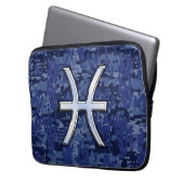 Pisces Sign Navy Blue Digital Camouflage Laptopschutzhülle (Vorderseite Links)