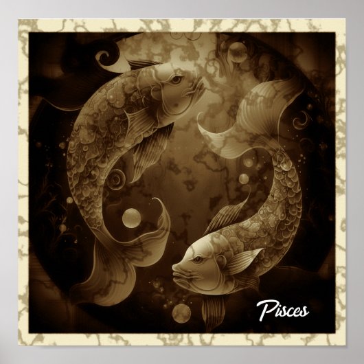 Pisces Sign Wall Art Poster (Vorne)