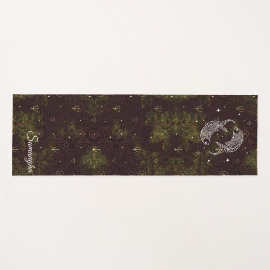 Pisces Signieren Lila Gold Orientale Blume mit Nam Yogamatte (Vorderseite (Horizontal))