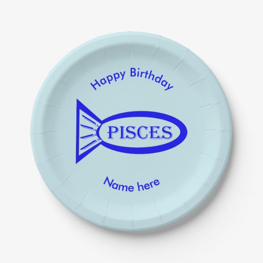 Pisces Star Sign Fish Paper Party Plate Pappteller (Vorderseite)