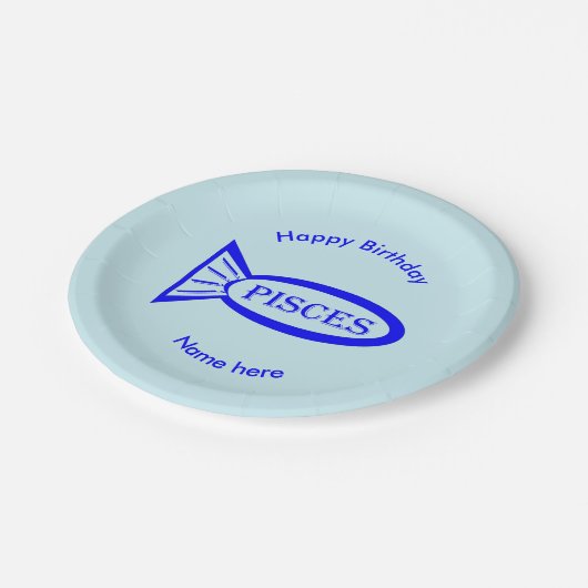 Pisces Star Sign Fish Paper Party Plate Pappteller (Schrägansicht)
