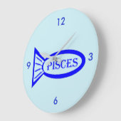 Pisces Star Sign Fish Wall Clock Große Wanduhr (Winkel)