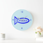 Pisces Star Sign Fish Wall Clock Große Wanduhr (Zuhause)