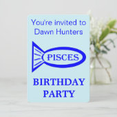 Pisces Star Sign Geburtstagsparty Einladung (Stehend Vorderseite)