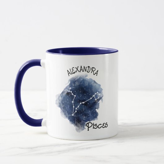 Pisces Starry Night Constellation Individuelle Nam Tasse (Links)