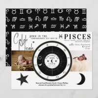 Pisces Sun & Moon Sign Zodiac Geburtsankündigung
