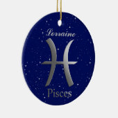 Pisces Sun Sign Symbol mit Name Keramik Ornament (Rechts)