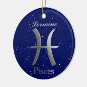 Pisces Sun Sign Symbol mit Name Keramik Ornament (Links)