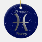 Pisces Sun Sign Symbol mit Name Keramik Ornament (Hinten)