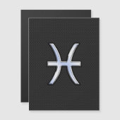 Pisces-Symbol auf Black Snake Skin-Stil Magnetkarte (Vorne/Hinten)