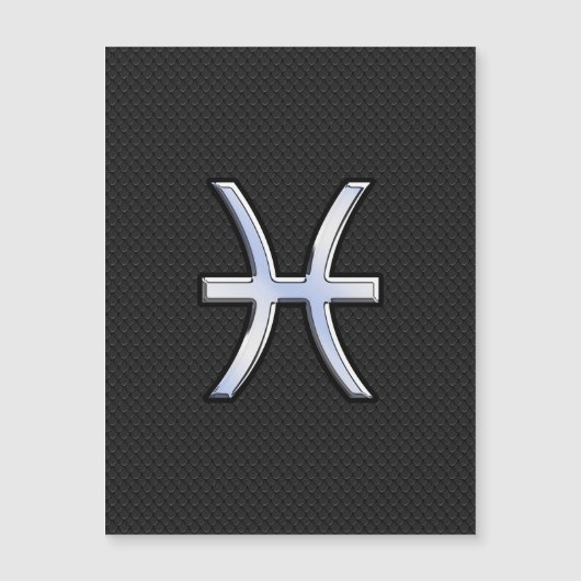 Pisces-Symbol auf Black Snake Skin-Stil Magnetkarte (Vorderseite)