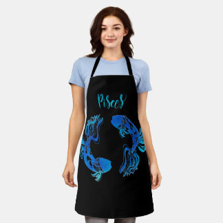 Pisces the fish zodiac water sign blue  schürze