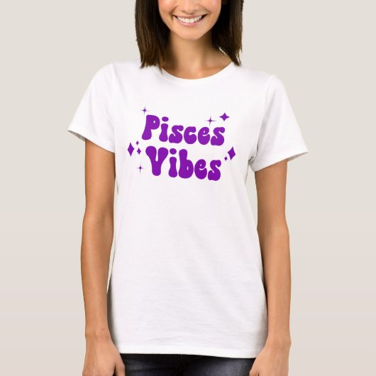 Pisces Vibes Zodiac Astrologie Lila Sterne T-Shirt (Vorderseite)