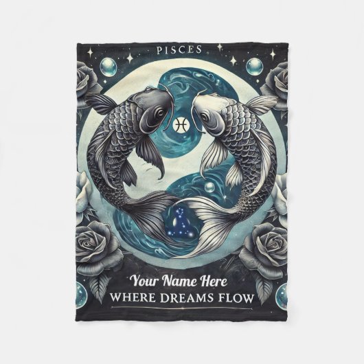 Pisces "Where Dreams Flow" Fleece Blanket (Vorderseite)