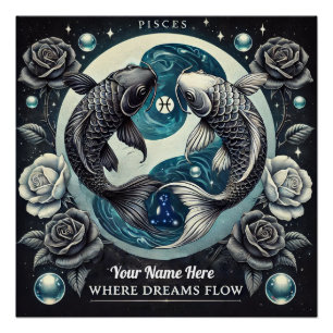 Pisces "Where Dreams Flow" Glossy Poster