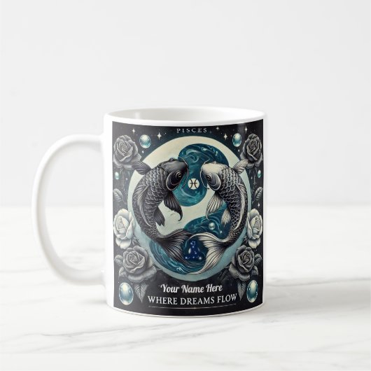 Pisces "Where Dreams Flow" Zodiac-Tasse Kaffeetasse (Links)