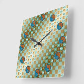 Pisces & Wood Rat Quadratische Wanduhr (Winkel)