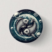 Pisces Yin Yang Koi Fish Astrology Zodiac Sign Button (Vorderseite)