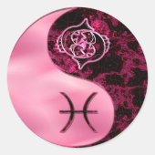 Pisces Yin Yang Runder Aufkleber (Vorderseite)