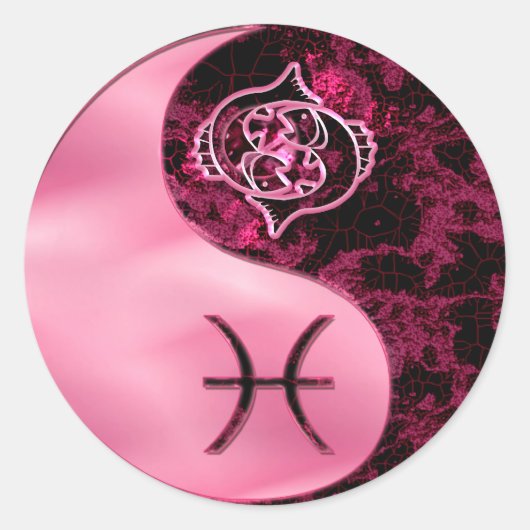 Pisces Yin Yang Runder Aufkleber (Vorderseite)
