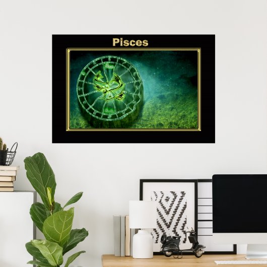 Pisces Zodiac Astrologie Design Poster (Heimbüro)