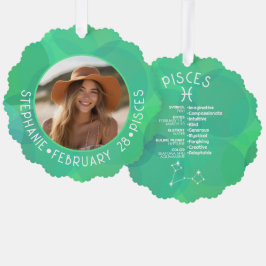 Pisces Zodiac Astrologie Foto Custom Birthdate Ornament Karte