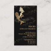 *~* PISCES Zodiac Astrologie Lesen Gold Schwarz Visitenkarte (Rückseite)