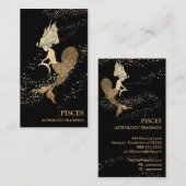 *~* PISCES Zodiac Astrologie Lesen Gold Schwarz Visitenkarte (Vorne/Hinten)