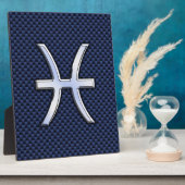 Pisces Zodiac auf Blue Carbon Fibre Print Fotoplatte (Seite)