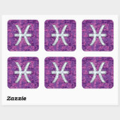 Pisces Zodiac auf Fuchsia Pink Digital Camouflage Quadratischer Aufkleber (Blatt)