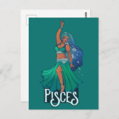 Pisces Zodiac Bauchtanz Kunst Astrologie Göttin Postkarte (Vorne/Hinten)