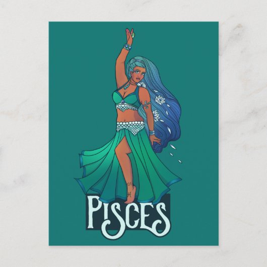 Pisces Zodiac Bauchtanz Kunst Astrologie Göttin Postkarte (Vorderseite)