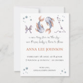Pisces Zodiac Birth Announcement Feiertagskarte (Vorderseite)
