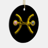 PISCES ZODIAC BIRTHDAY JEWEL PINK WHITE PEARL Gold Keramikornament (Rechts)