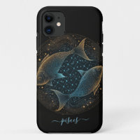 Pisces zodiac Black and gold Case-Mate iPhone Fall