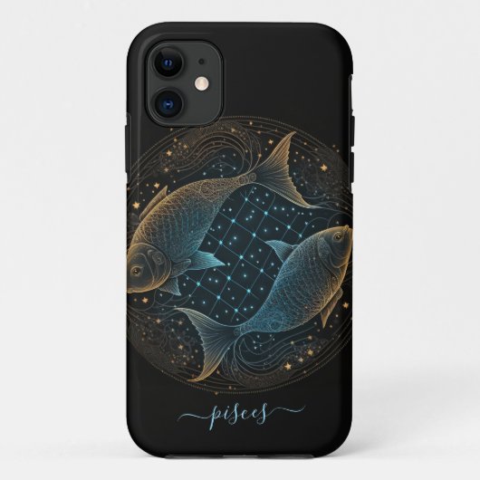 Pisces zodiac Black and gold Case-Mate iPhone Fall Hülle (Rückseite)