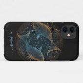 Pisces zodiac Black and gold Case-Mate iPhone Fall Hülle (Rückseite (Horizontal))