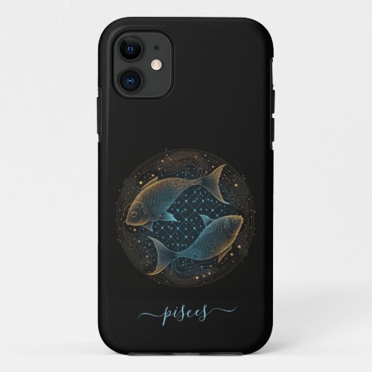 Pisces zodiac Black and gold Case-Mate iPhone Fall Hülle (Rückseite)