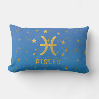 Pisces Zodiac Blue und Gold Lumbar Pillow Lendenkissen