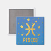 Pisces Zodiac Blue und Gold Magnet (Vorderseite/Rückseite)