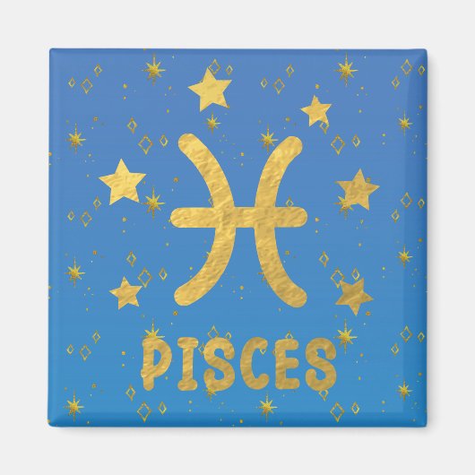 Pisces Zodiac Blue und Gold Magnet (Vorne)