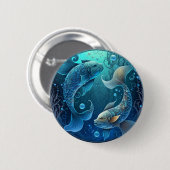 Pisces Zodiac Button (Vorne & Hinten)