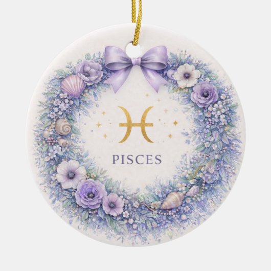 Pisces Zodiac Christmas Ornament – Winter Wreath i (Vorne)
