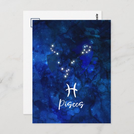 Pisces Zodiac Constellation Blue Galaxy Celestail Postkarte (Vorne/Hinten)